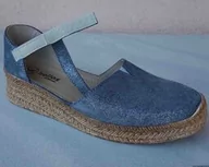 Espadryle damskie - HELIOS Skórzane espadryle damskie SZARE nr 39 - miniaturka - grafika 1