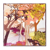 Apaszki i szaliki męskie - Damska chusta jedwabna we wzory brązowo - żółt - miniaturka - grafika 1