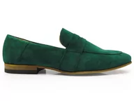 Półbuty męskie - Zielone zamszowe loafersy - wsuwane buty męskie Penny  Loafers T116 40 - miniaturka - grafika 1