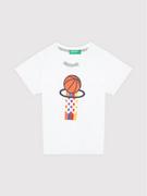 Koszulki dla chłopców - Benetton United Colors Of T-Shirt 3096C154U Biały Regular Fit - miniaturka - grafika 1