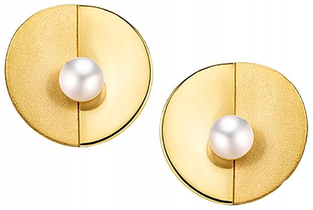 Złote Kolczyki Perły Kolczyki Srebro 925