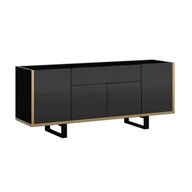 Komody - Nowoczesna komoda HENRY 4F 1SZ Czarny połysk + złoty - miniaturka - grafika 1