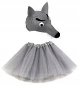 Stroje karnawałowe - STRÓJ CZAPKA WILK FILCOWA + SPÓDNICZKA TUTU STRÓJ PRZEBRANIE WILKA - miniaturka - grafika 1