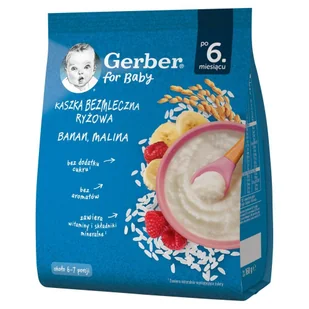 Gerber Kaszka bezmleczna ryżowa banan malina po 6. miesiącu 160 g - Kaszki dla dzieci - miniaturka - grafika 1
