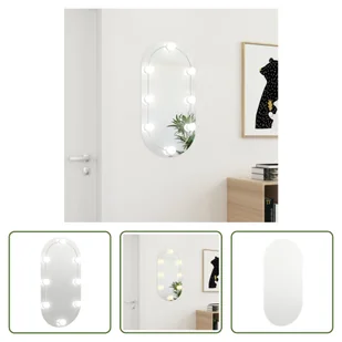 The Living Store Lustro z oświetleniem LED 80x40 cm szklane owalne - Lustra - miniaturka - grafika 1