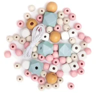Scrapbooking - [BS] KORALIKI DREWNIANE KOLOROWE PASTEL 80SZT DALPRINT GRKO - miniaturka - grafika 1