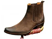 Botki męskie - Kowbojki męskie skórzane crazy wsuwane na wysokie podbicie, ciemny brąz 42 - miniaturka - grafika 1