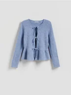Swetry damskie - Reserved - Sweter z wiązaniami - jasnoniebieski - miniaturka - grafika 1