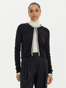 KARL LAGERFELD Kardigan 246W2003 Czarny Slim Fit - Swetry damskie - miniaturka - grafika 1