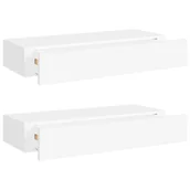Półki do salonu - vidaXL vidaXL Półki ścienne z szufladą, 2 szt., białe, 60 x 23,5 x 10 cm, MDF - miniaturka - grafika 1