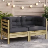 Sofy ogrodowe - vidaXL Ogrodowa sofa narożna z poduszkami, impregnowane drewno sosnowe - miniaturka - grafika 1