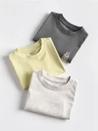 Koszulki dla chłopców - Reserved - Bawełniany t-shirt 3 pack - jasnoszary - miniaturka - grafika 1