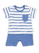 Kombinezony dla dzieci - Niemowlęcy rampers w paski niebieski Nicol,r.56 - miniaturka - grafika 1