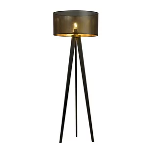 Emibig ASTON LP1 BLACK/GOLD 1148/LP1 lampa podłogowa drewniana duży oryginalny abażur 1148/LP1 - Lampy stojące - miniaturka - grafika 1