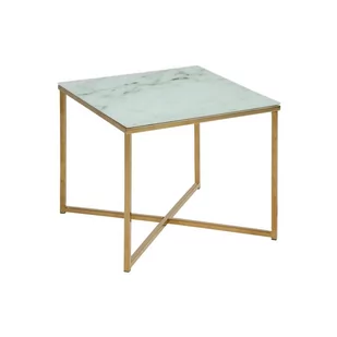 Actona Stolik Kwadratowy Kimi 50X50 Cm Biały + Złoty - Ławy i stoliki kawowe - miniaturka - grafika 1