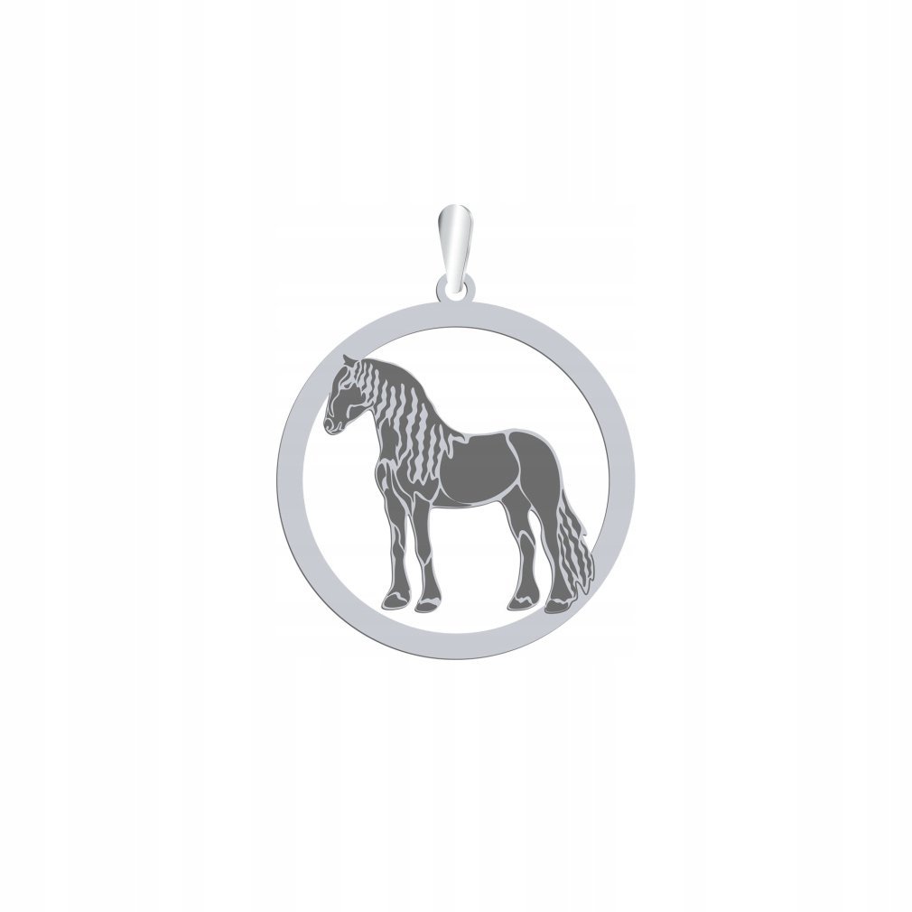 Zawieszka Srebrna Koń Fryzyjski 925 Biżuteria Prezent Kobieta GRAWER GRATIS