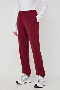 Spodnie damskie - Trussardi spodnie dresowe bawełniane kolor bordowy gładkie - grafika 1