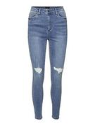 Spodnie damskie - bestseller a/s damskie spodnie jeansowe, niebieski (medium blue denim), (XS) W / 34L - miniaturka - grafika 1