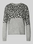 Swetry damskie - Sweter z dzianiny o kroju regular fit ze zrolowanym okrągłym dekoltem model ‘JADE’ - miniaturka - grafika 1