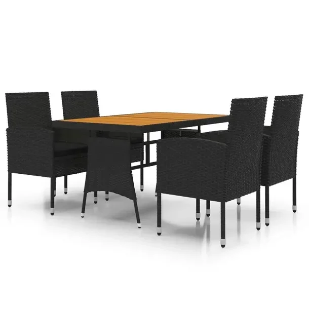 Zestaw Ogrodowy z Rattanu PE Czarny: Stół 130x70x72 cm, Krzesła 52x56x88
