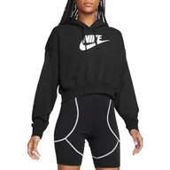 Bluzy damskie - Nike Damska bluza z kapturem Oversized Crop Club polar czarny kod DQ5850-010 - miniaturka - grafika 1