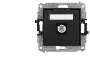 Karlik ICON Mechanizm gniazda antenowego pojedynczego typu F SAT niklowany czarny mat 12IGF-1 - Gniazdka elektryczne - miniaturka - grafika 1