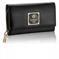 Portfele - PORTFEL DAMSKI MONNARI CZARNY POŁYSK FAKTURA ŚREDNI DUŻO PRZEGRÓD - miniaturka - grafika 1