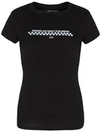 Koszulki i topy damskie - Armani Exchange Damska koszulka z nadrukiem Pay Off, krój slim fit, krótki rękaw, czarny, L - miniaturka - grafika 1