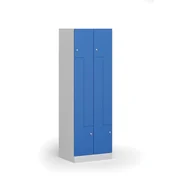 Szafki biurowe - Szafka ubraniowa Z, 4 szafki, 1850 x 600 x 500 mm, zamek cylindryczny, drzwi niebieskie - miniaturka - grafika 1