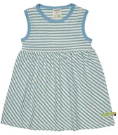 Sukienki - loud + proud Dziewczęca sukienka w paski z lnu, certyfikat GOTS sukienka dziecięca, Lagoon, 74/80 cm - miniaturka - grafika 1