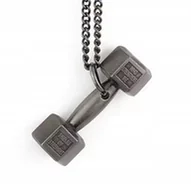 Łańcuszki - Czarny Naszyjnik Kształt Hantel Sztanga Łańcuszek dla Fanów STAL Punk - miniaturka - grafika 1