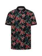 Koszulki męskie - Tom Tailor Denim Męska koszulka polo Mężczyźni Bawełna czarny|wielokolorowy wzorzysty, XXL - miniaturka - grafika 1