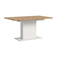 Stoły - Motion stół do jadalni podstawa kolumnowa 90x150/190 cm z 1 wkładką dąb dekor, biały. - miniaturka - grafika 1