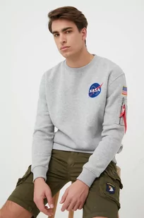 Alpha Industries bluza męska kolor szary z nadrukiem - Bluzy męskie - miniaturka - grafika 1