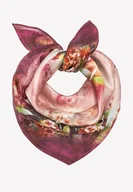 Apaszki i szaliki damskie - Mała apaszka jedwabna różowa w kwiaty 53 cm x 53 cm - miniaturka - grafika 1