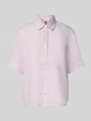 Bluzki damskie - Koszula lniana z logo w kroju regular fit z przeszyciem logo - miniaturka - grafika 1