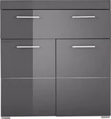 Szafki łazienkowe - AmandaMando szafka łazienkowa 2 drzwi, 1 szuflada szary, szary wysoki połysk. - miniaturka - grafika 1