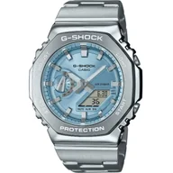 Zegarki męskie - Casio G-SHOCK G-STEEL zegarek na bransolecie srebrny niebieski GM-2110D-2AER - miniaturka - grafika 1