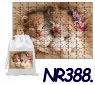 Puzzle - PUZZLE 110 EL. - UKŁADANKA PREZENT ZWIERZĘTA KOT KOTEK+WORECZEK Z NADRUKIEM - miniaturka - grafika 1