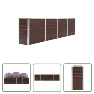 The Living Store Donica do podniesionej grządki - 320x40x77 cm - stal - brązowa - Skrzynia Do Podniesionej Grządki - Donice - miniaturka - grafika 1