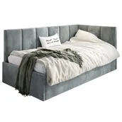 Łóżka dla dzieci i młodzieży - Szary tapicerowany tapczan młodzieżowy z oparciem typu L 120x200 N3-N52 - miniaturka - grafika 1