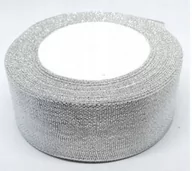 Dekoratorstwo - Wstążka brokatowa 38mm srebrna WB38-2 BREWIS - miniaturka - grafika 1