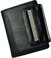 Portfele - Swarovski SV 050 skórzany portfel z kamieniami swarovskiego czarny SV 050 - miniaturka - grafika 1