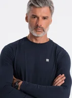 Koszulki męskie - Ombre Longsleeve męski z elastanem sygnowany z okrągłym dekoltem - granatowy V2 OM-LSCL-0102 XL - miniaturka - grafika 1