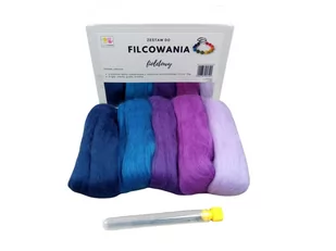 Wełna merynos, zestaw kolorów, 3 igły: fioletowy - Dekoratorstwo - miniaturka - grafika 1