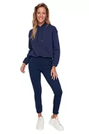 Spodnie damskie - Trendyol Damskie spodnie dresowe o normalnej talii Skinny Fit Jogger, Granatowy/wielokolorowy, M - miniaturka - grafika 1