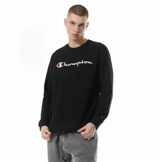 Koszulki sportowe męskie - Męska bluza dresowa nierozpinana bez kaptura Champion Legacy Crewneck Sweatshirt - czarna - CHAMPION - grafika 1