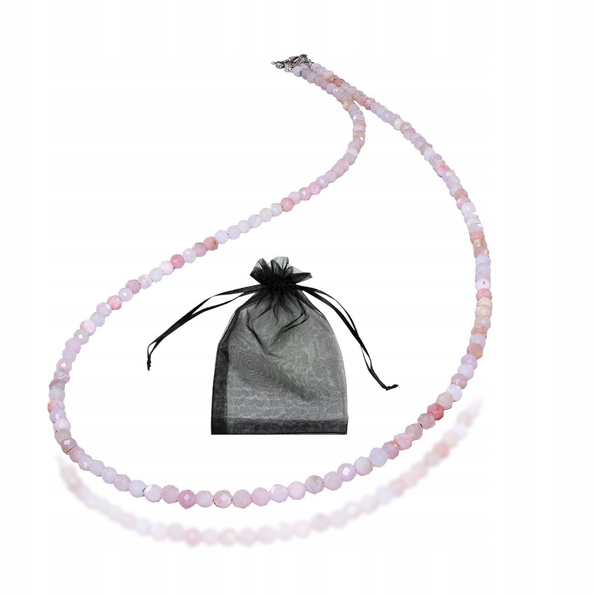Naszyjnik Naturalny Kamień Opal Różowy fasetowany 3mm Srebro 925 dł 50cm, bez marki, AG00000339