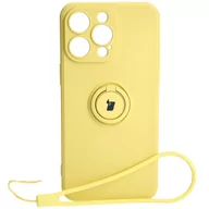 Etui i futerały do telefonów - Etui Bizon Case Silicone Ring Sq do Apple iPhone 15 Pro Max, żółte - miniaturka - grafika 1