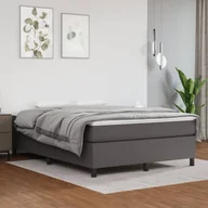 Łóżka - Lumarko Łóżko kontynentalne z materacem  szare  ekoskóra 140x200 cm - miniaturka - grafika 1